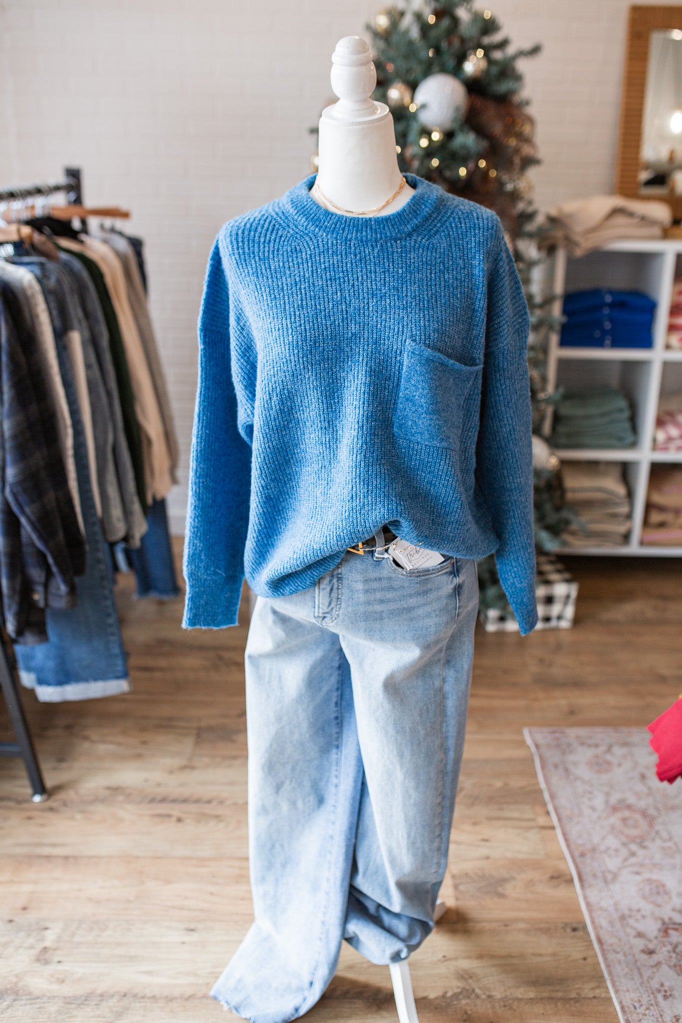 Blue Chest Pocket Sweater