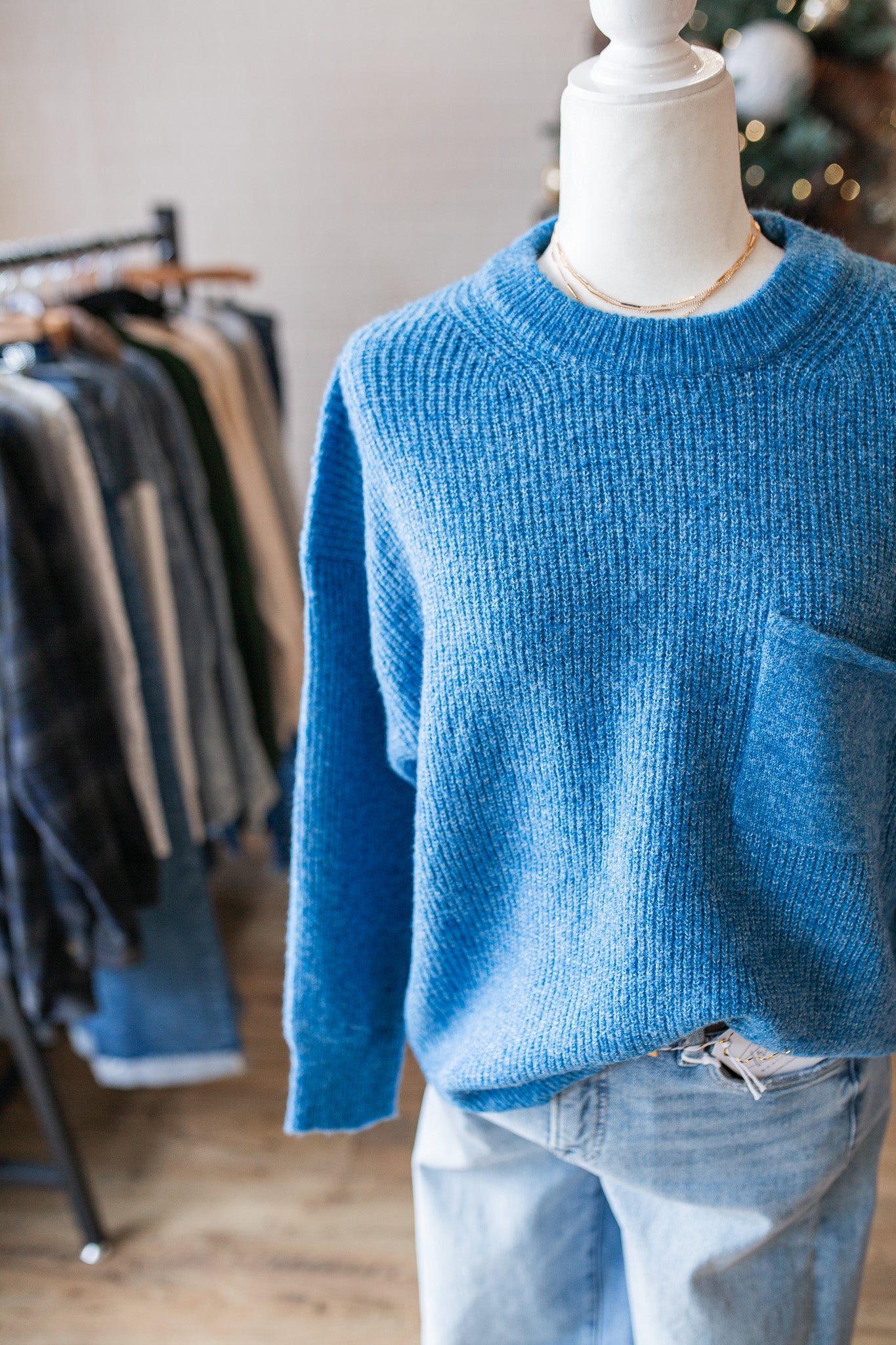Blue Chest Pocket Sweater