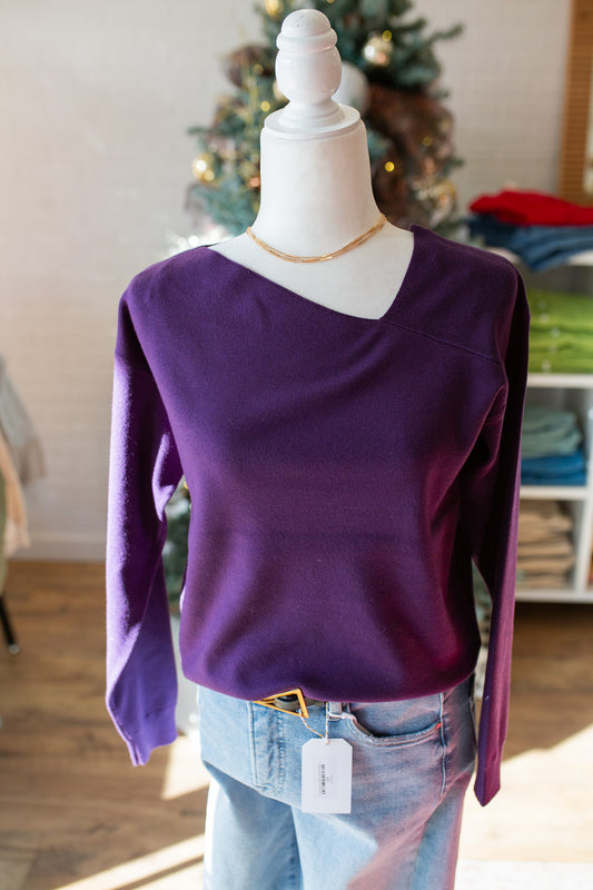 Eggplant Asymetric Sweater