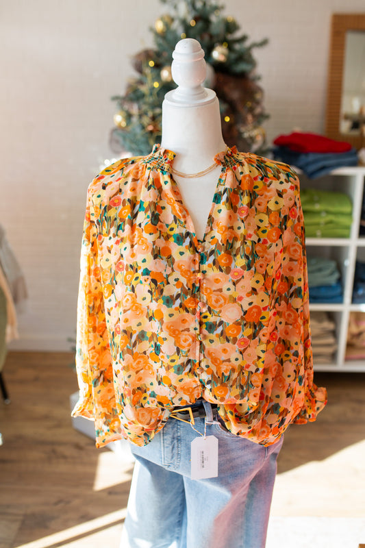 Persimmon Floral Blouse