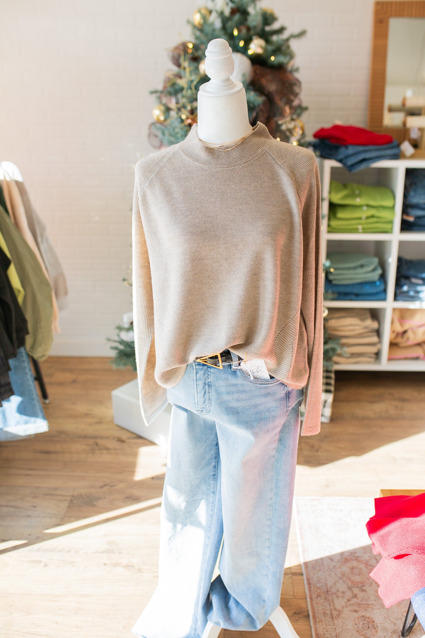 Grey/Taupe Mock Neck Sweater