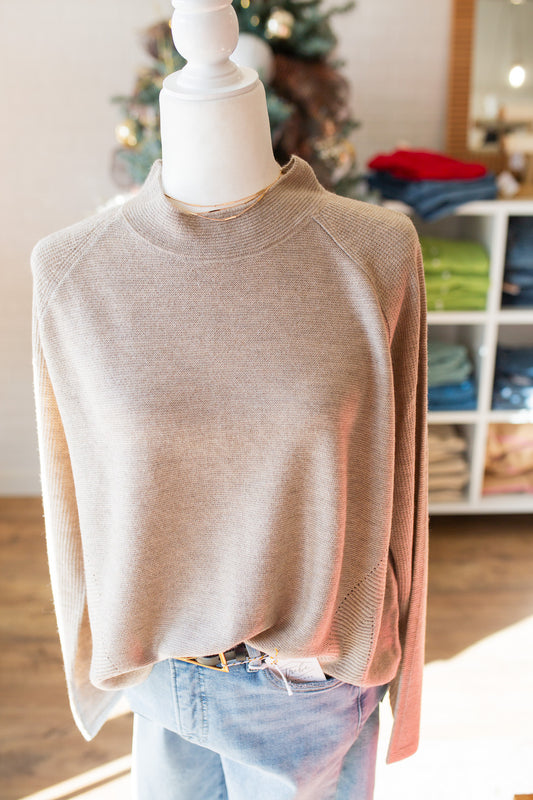 Grey/Taupe Mock Neck Sweater