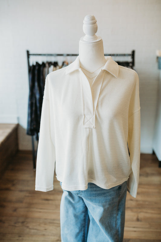 Mint/Ivory Collared Polo