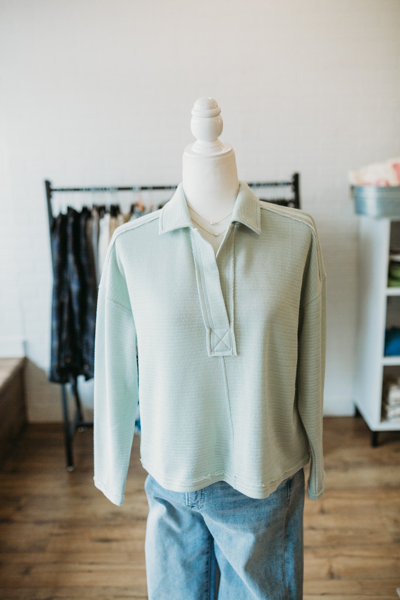 Mint/Ivory Collared Polo