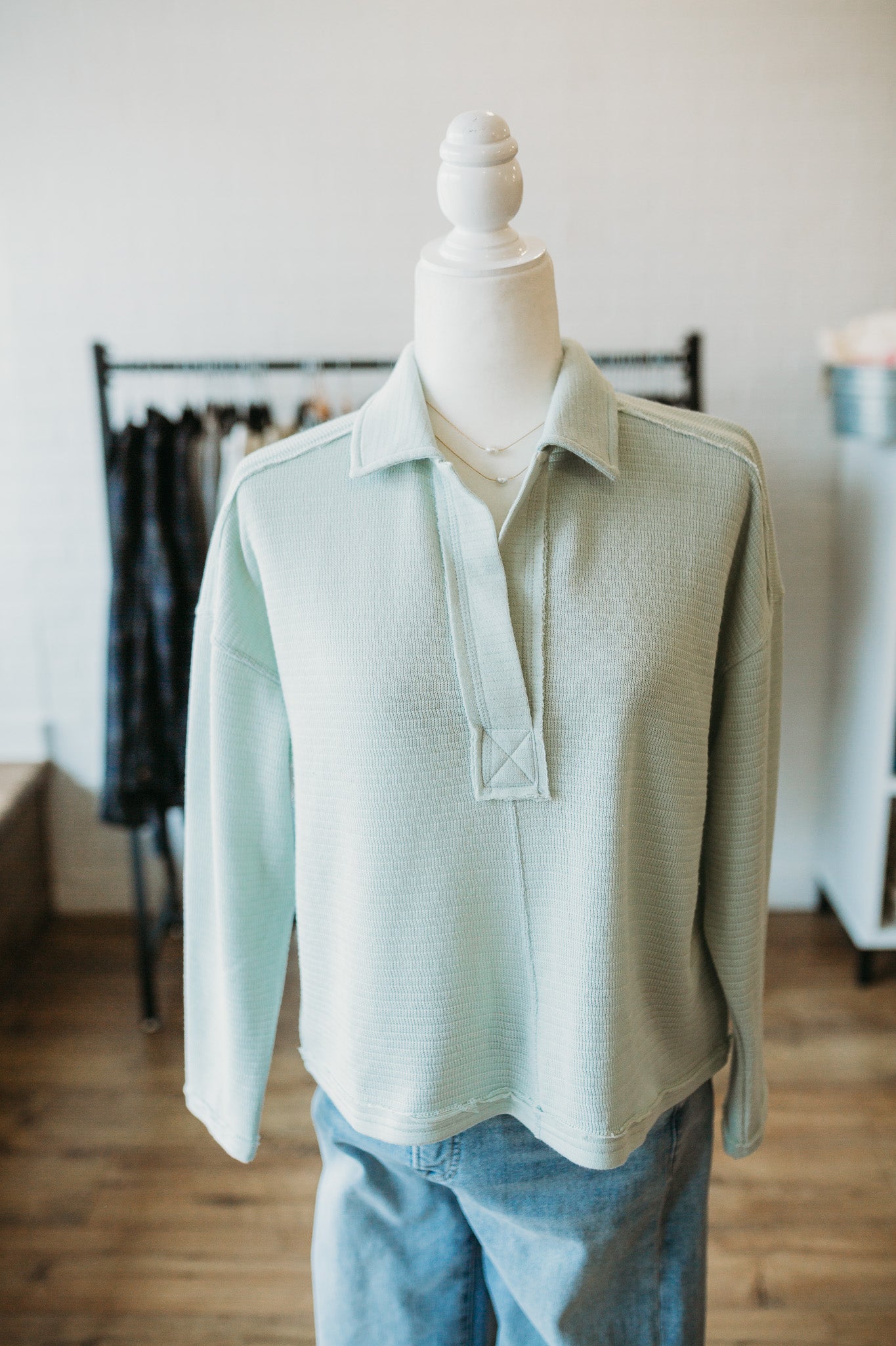 Mint/Ivory Collared Polo