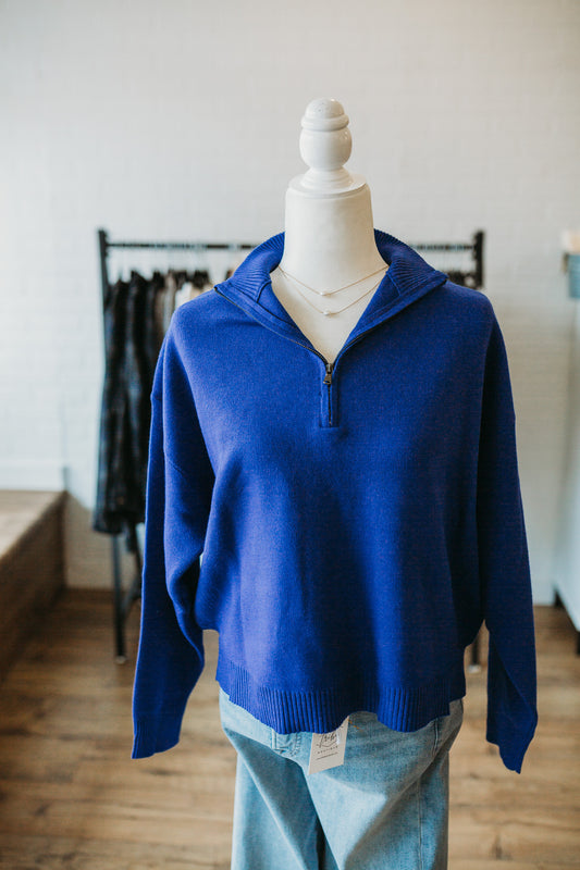 Royal Blue Half-Zip Sweater