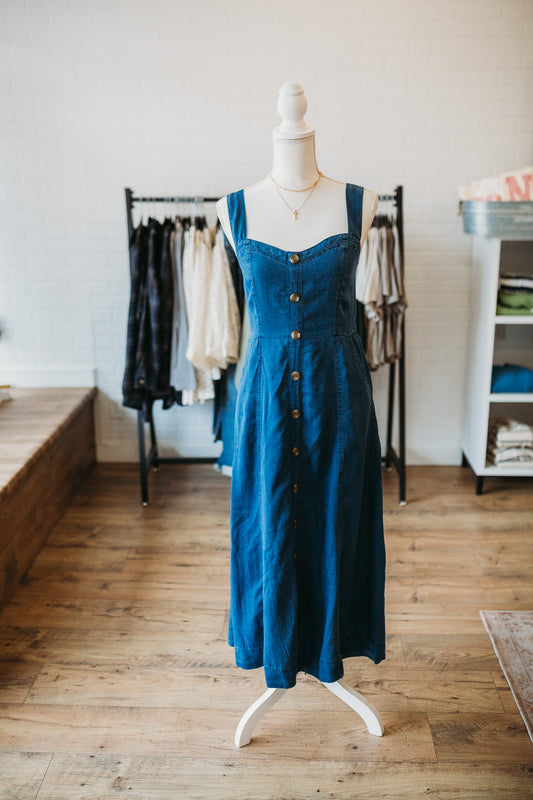 Dark Chambray Sleeveless Maxi Dress