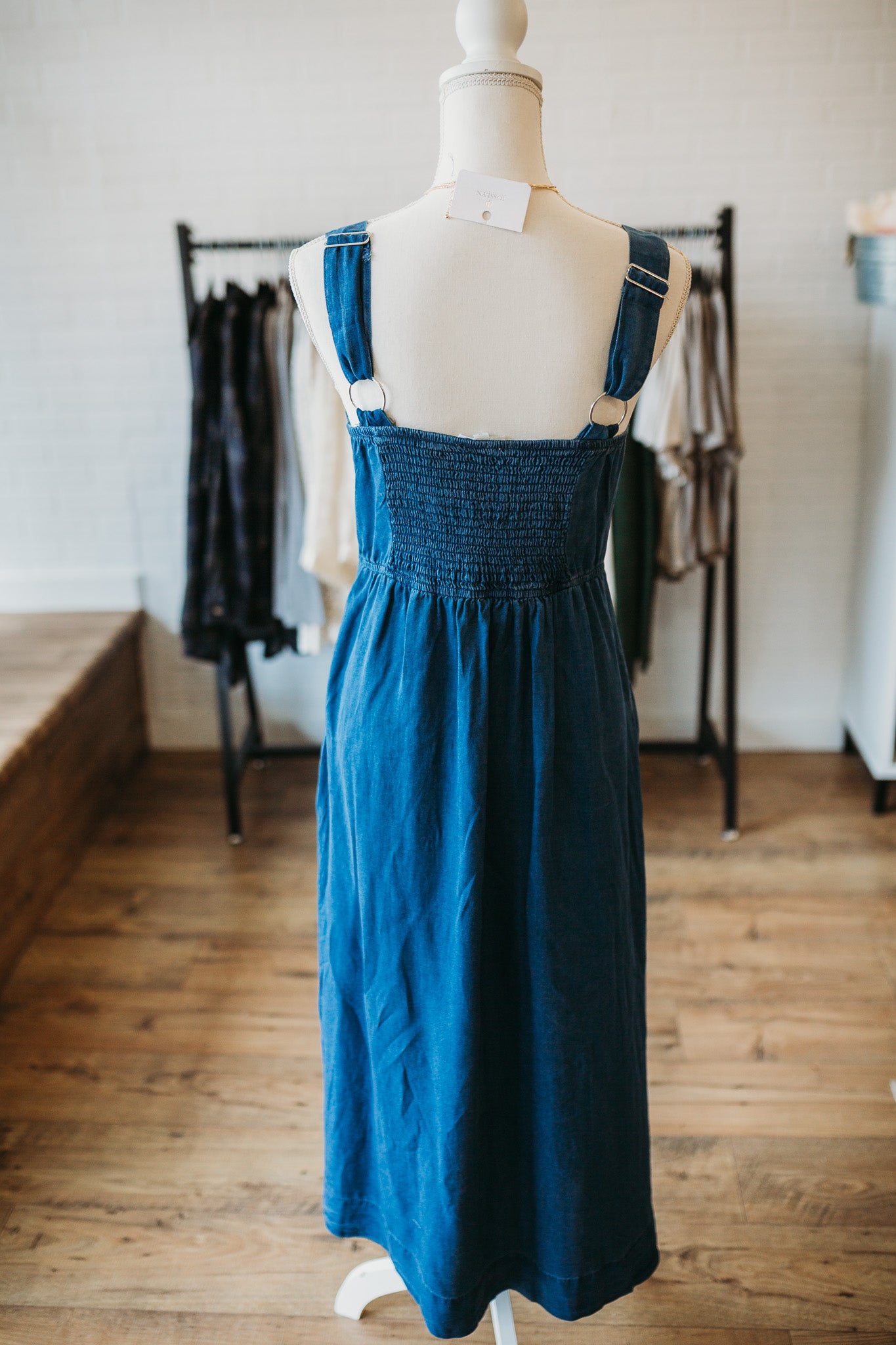 Dark Chambray Sleeveless Maxi Dress