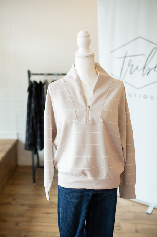 Mocha/Cream Striped Pullover