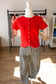 Cherry Ribbed Button Up