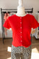 Cherry Ribbed Button Up