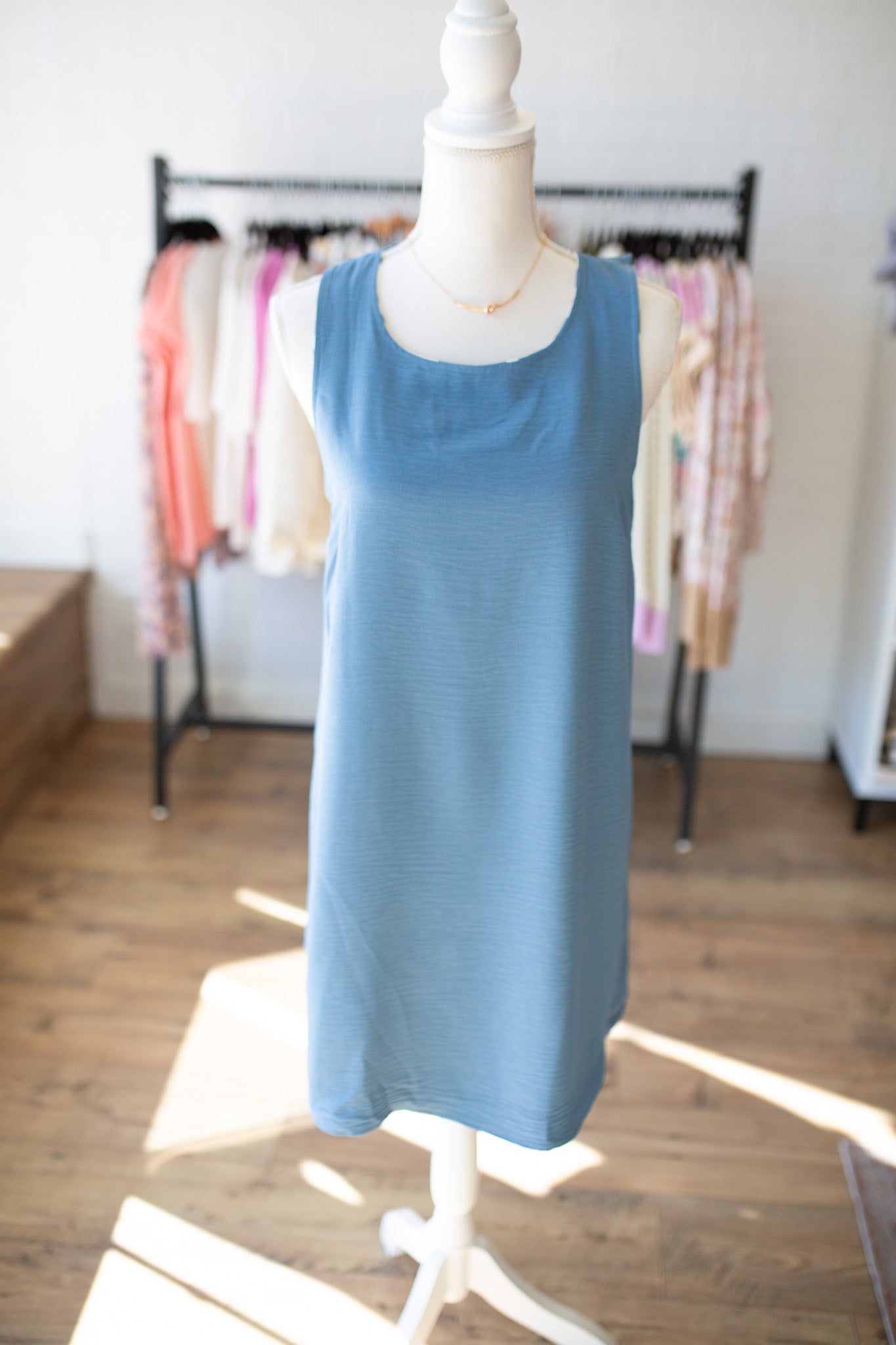 Denim/Ivory Leaf Reversible Dress