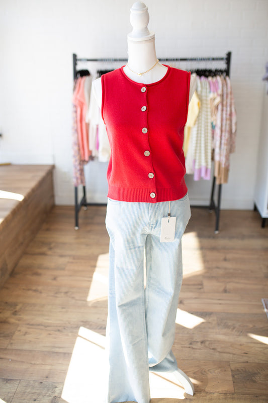 Red Caridgan Vest Top