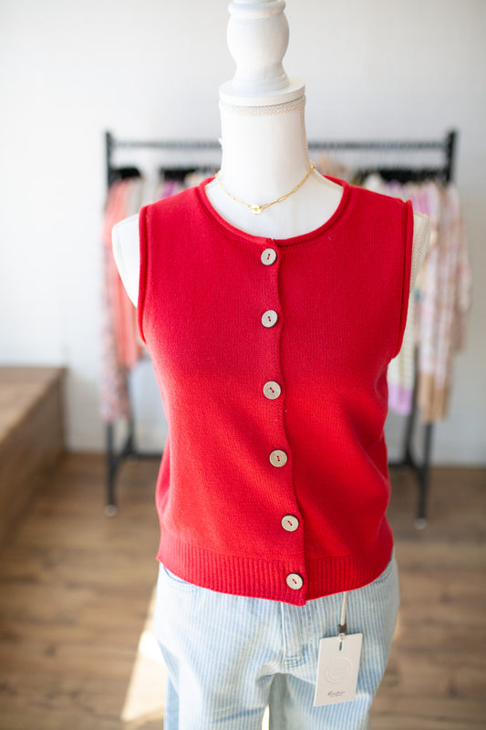Red Caridgan Vest Top