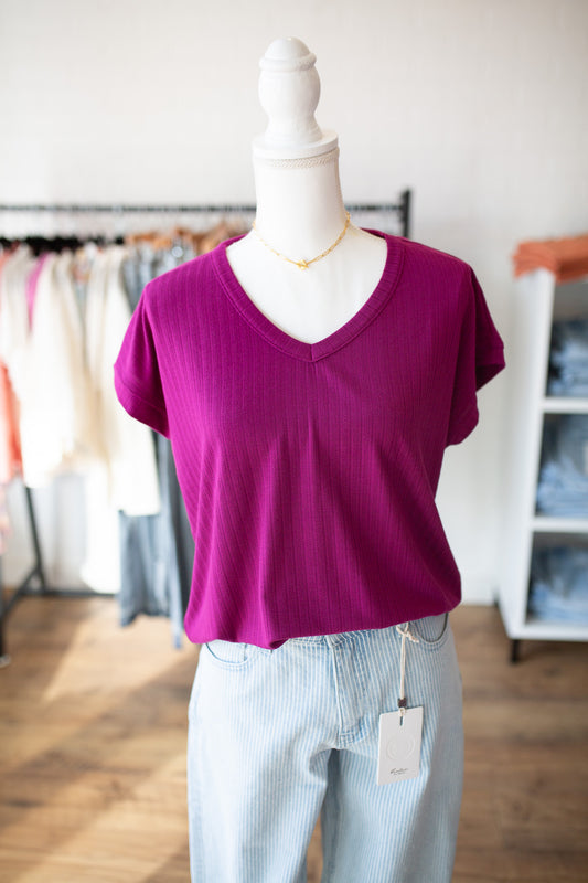 Magenta Pointelle Top