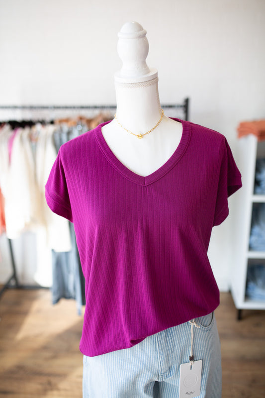 Magenta Pointelle Top