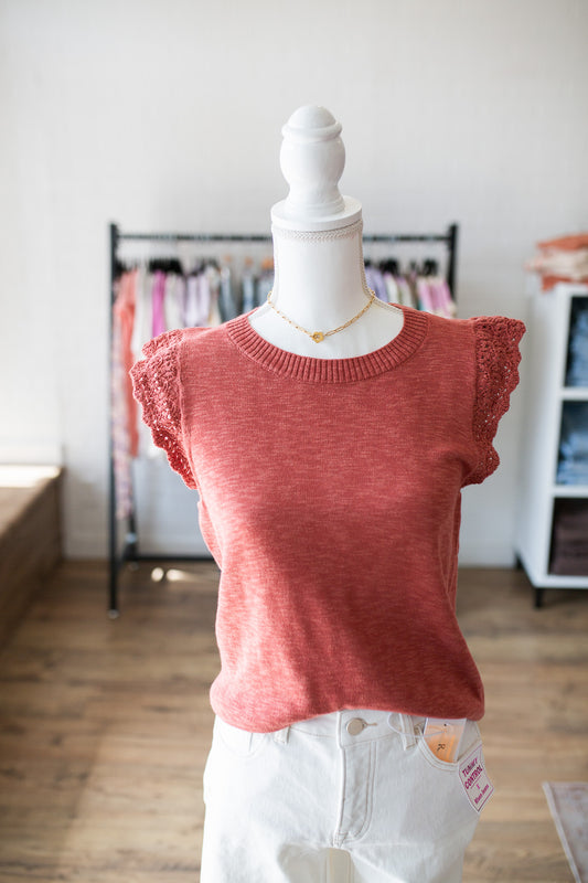 Poppy Crochet Ruffle Cap Sleeve