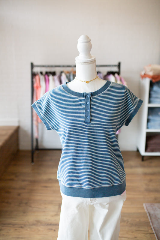 Denim Striped Henley