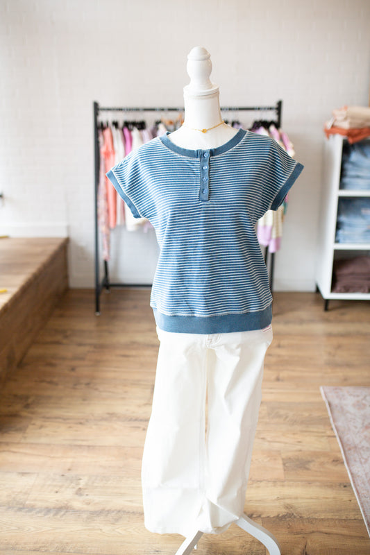 Denim Striped Henley