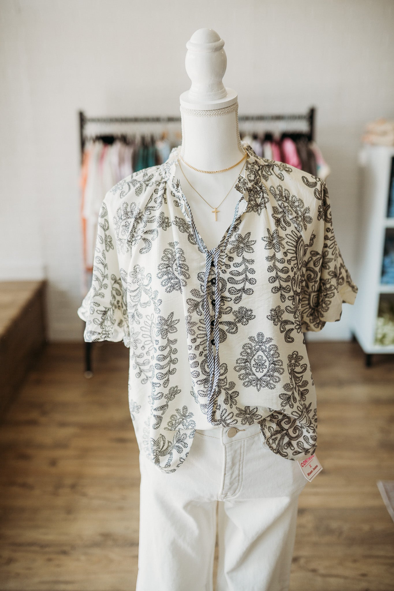 Black Bohemian Print Blouse