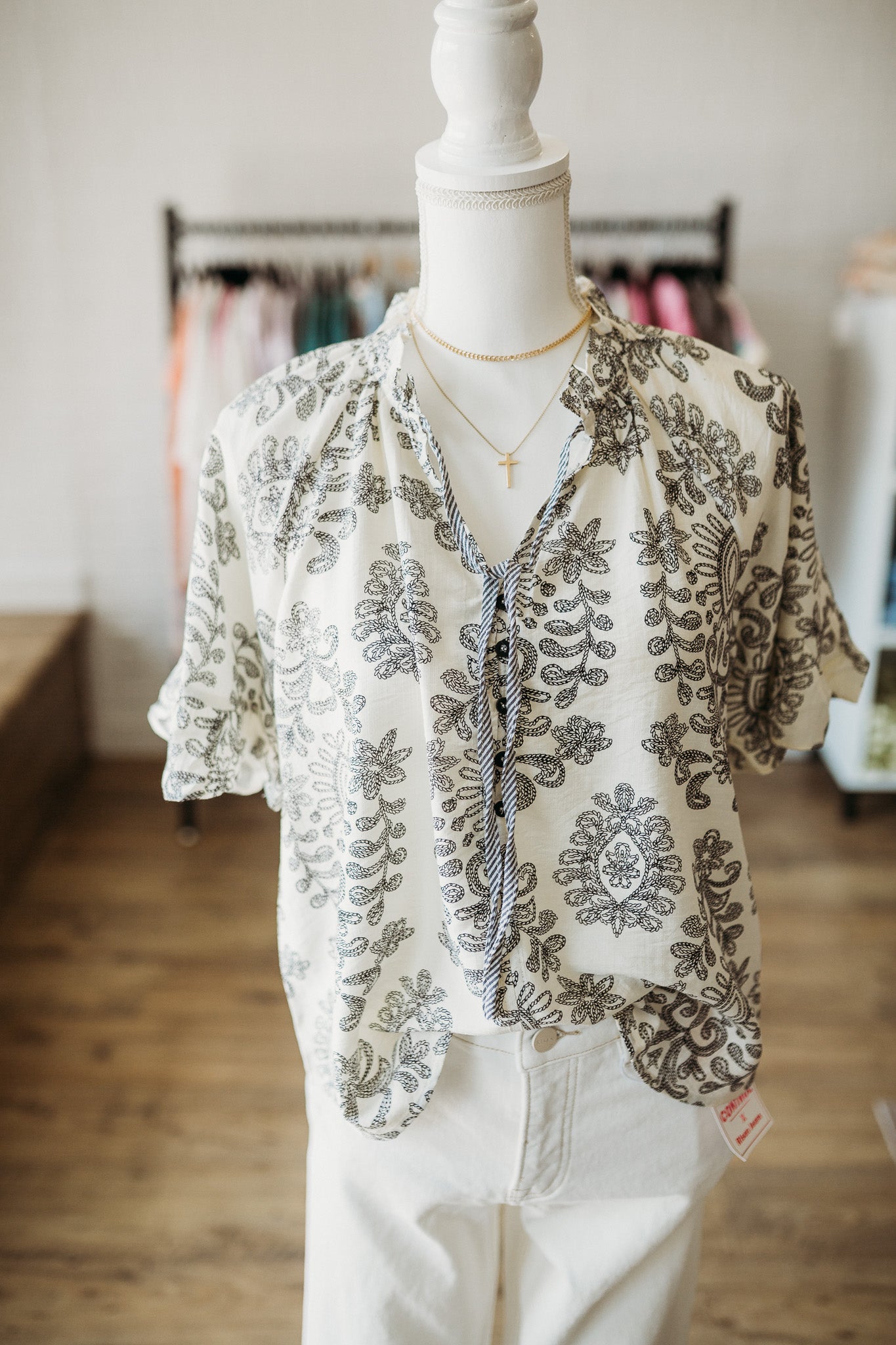 Black Bohemian Print Blouse