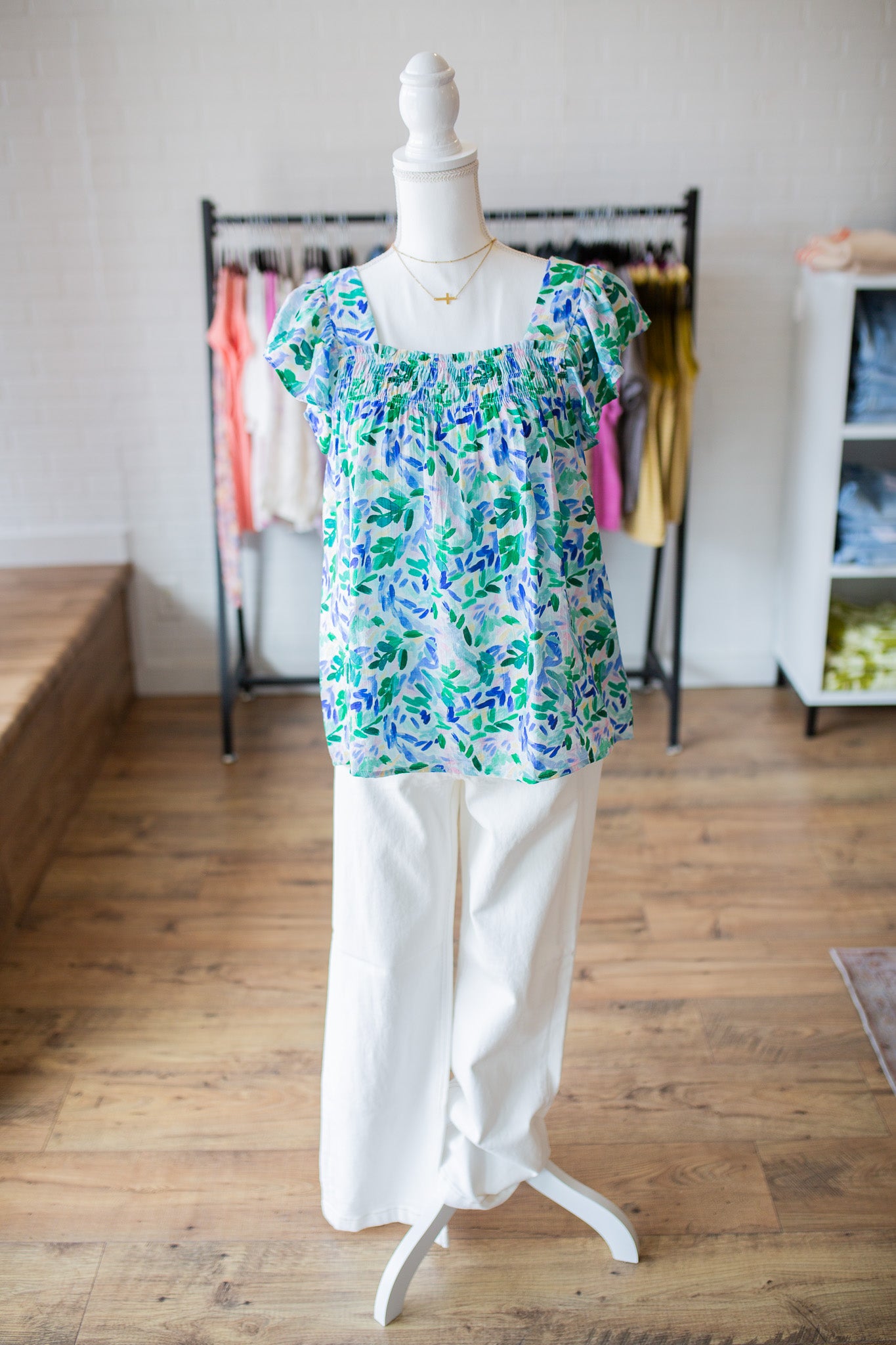Mint/Royal Floral Tank
