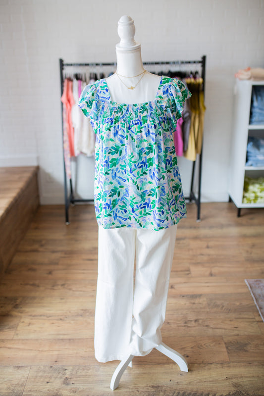 Mint/Royal Floral Tank
