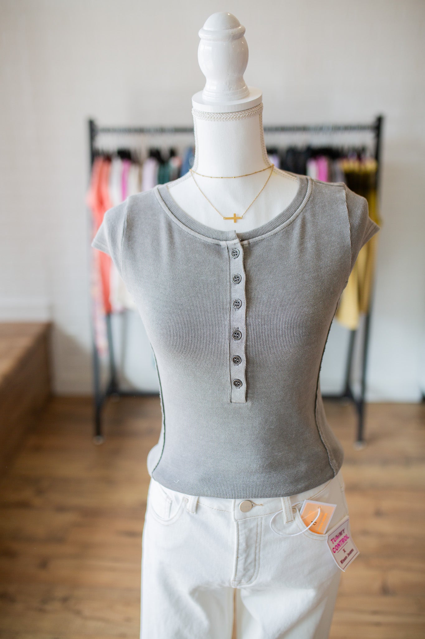 Grey Washed Henley