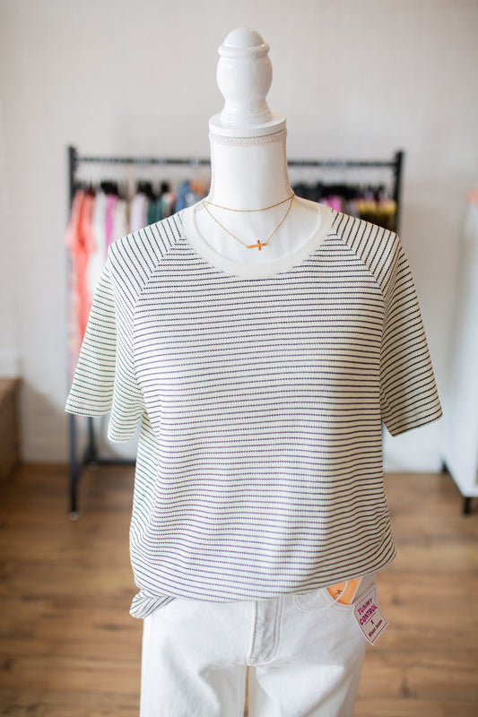 Cream/Black Textured Tee
