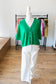Green VNeck Button Down