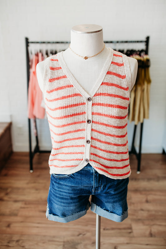 Coral/Natural Sweater Vest