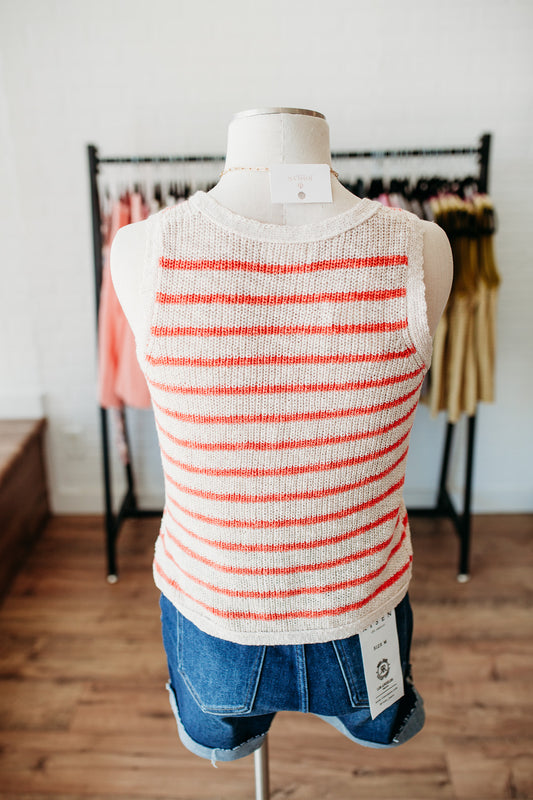 Coral/Natural Sweater Vest