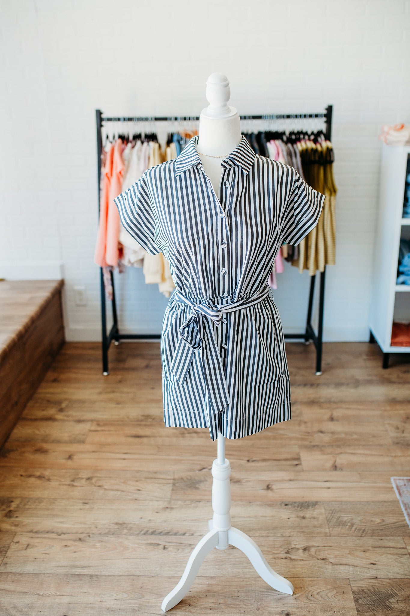 Black Striped Tie Romper