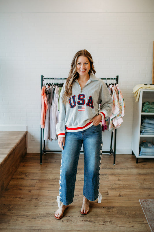 USA Half Zip Sweatshirt