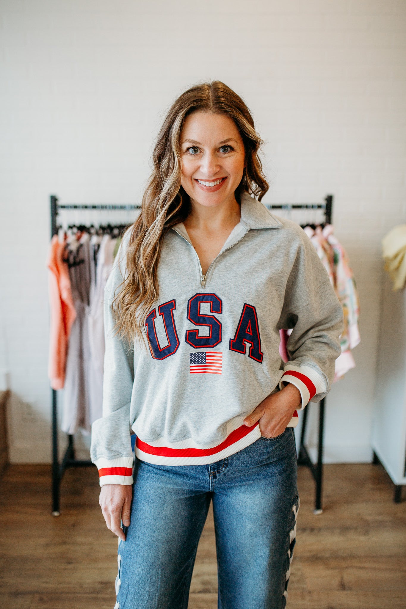 USA Half Zip Sweatshirt