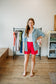Red Scalloped Shorts