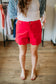 Red Scalloped Shorts