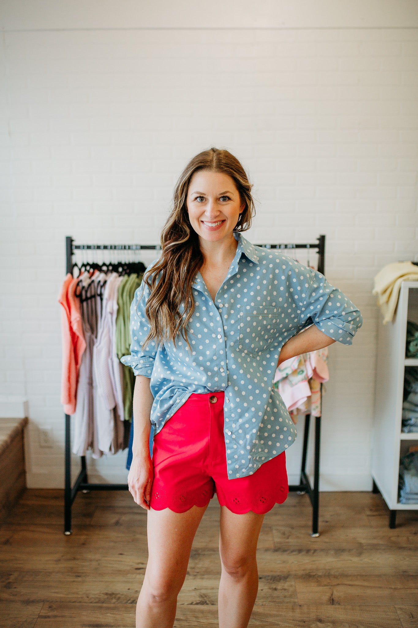 Red Scalloped Shorts