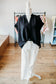 Black Crinkle V-Neck