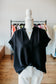 Black Crinkle V-Neck
