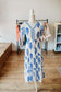 Blue Block Print Midi Dress