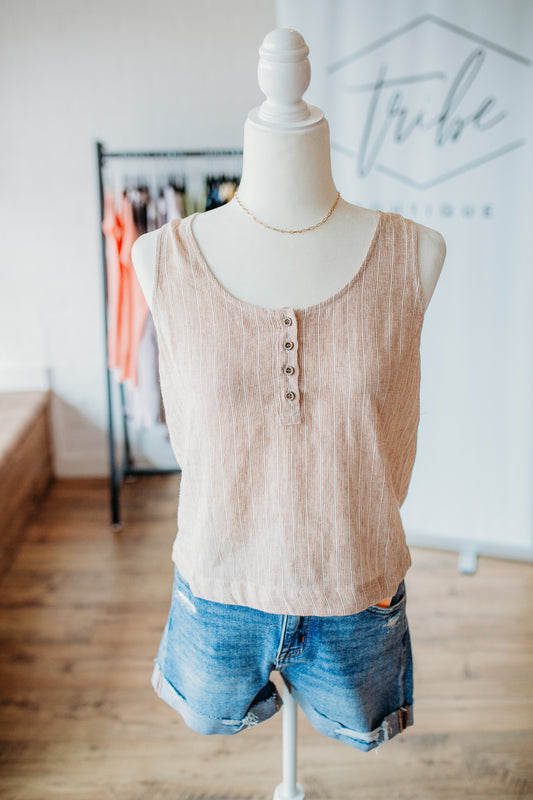 Linen Almond Striped Tank