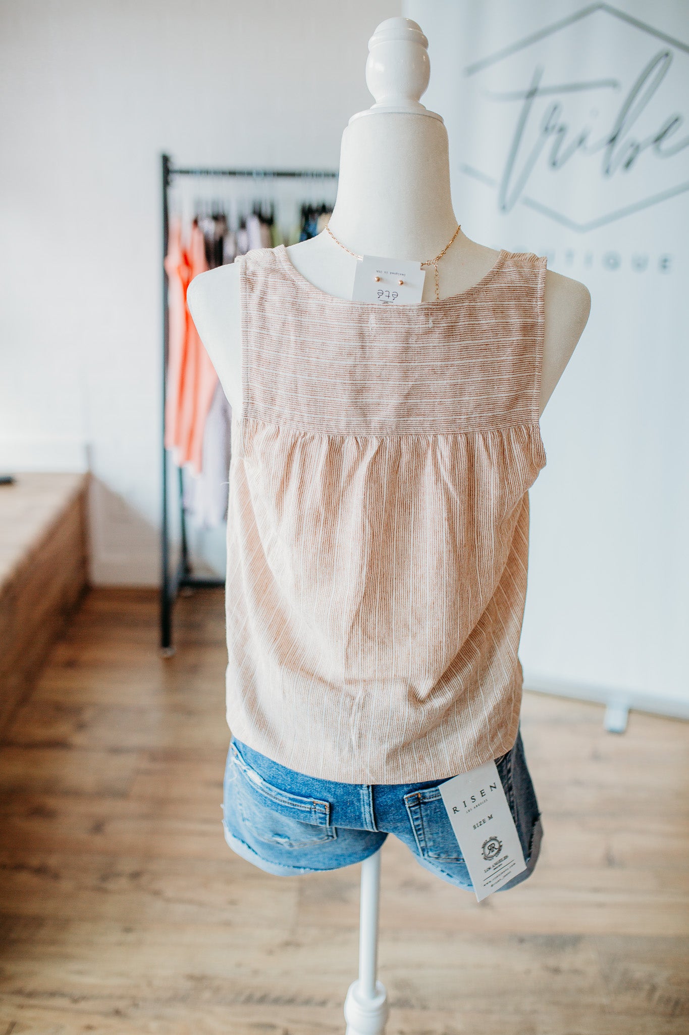 Linen Almond Striped Tank