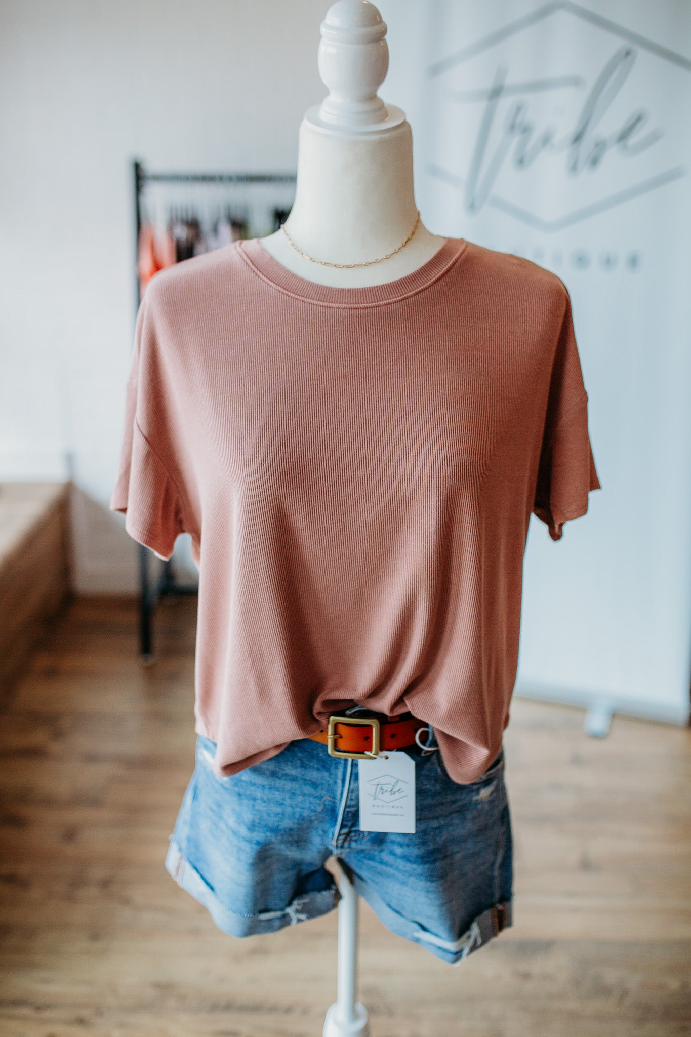 Terracotta Ribbed Tee