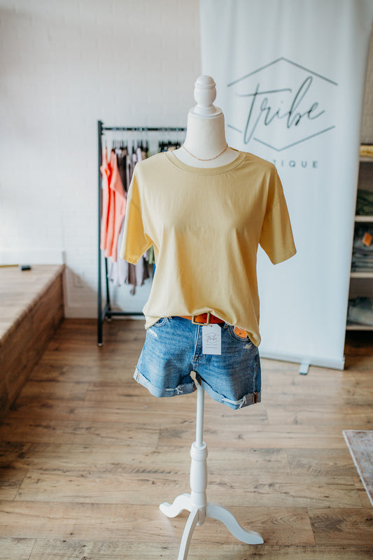 Dusty Yellow Boxy Tee