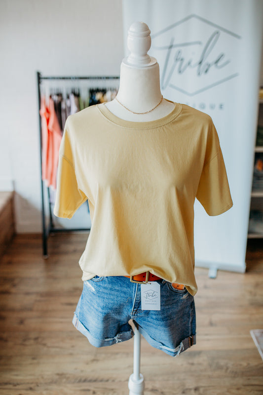 Dusty Yellow Boxy Tee