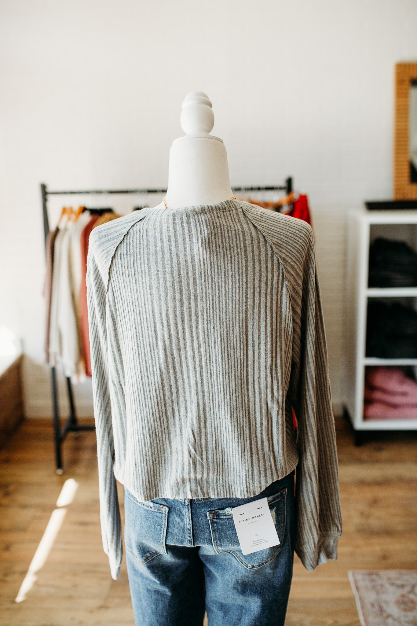 Heather Grey Ribbed Henley