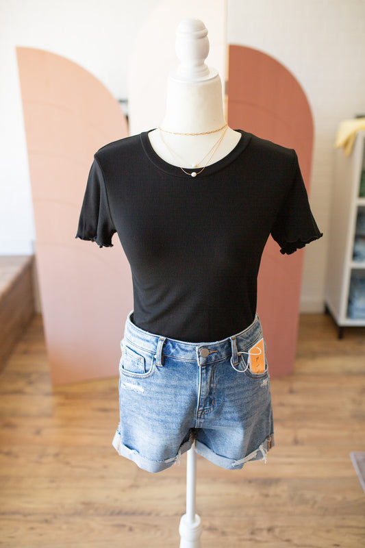 Punch/Black Lettuce Trim Top