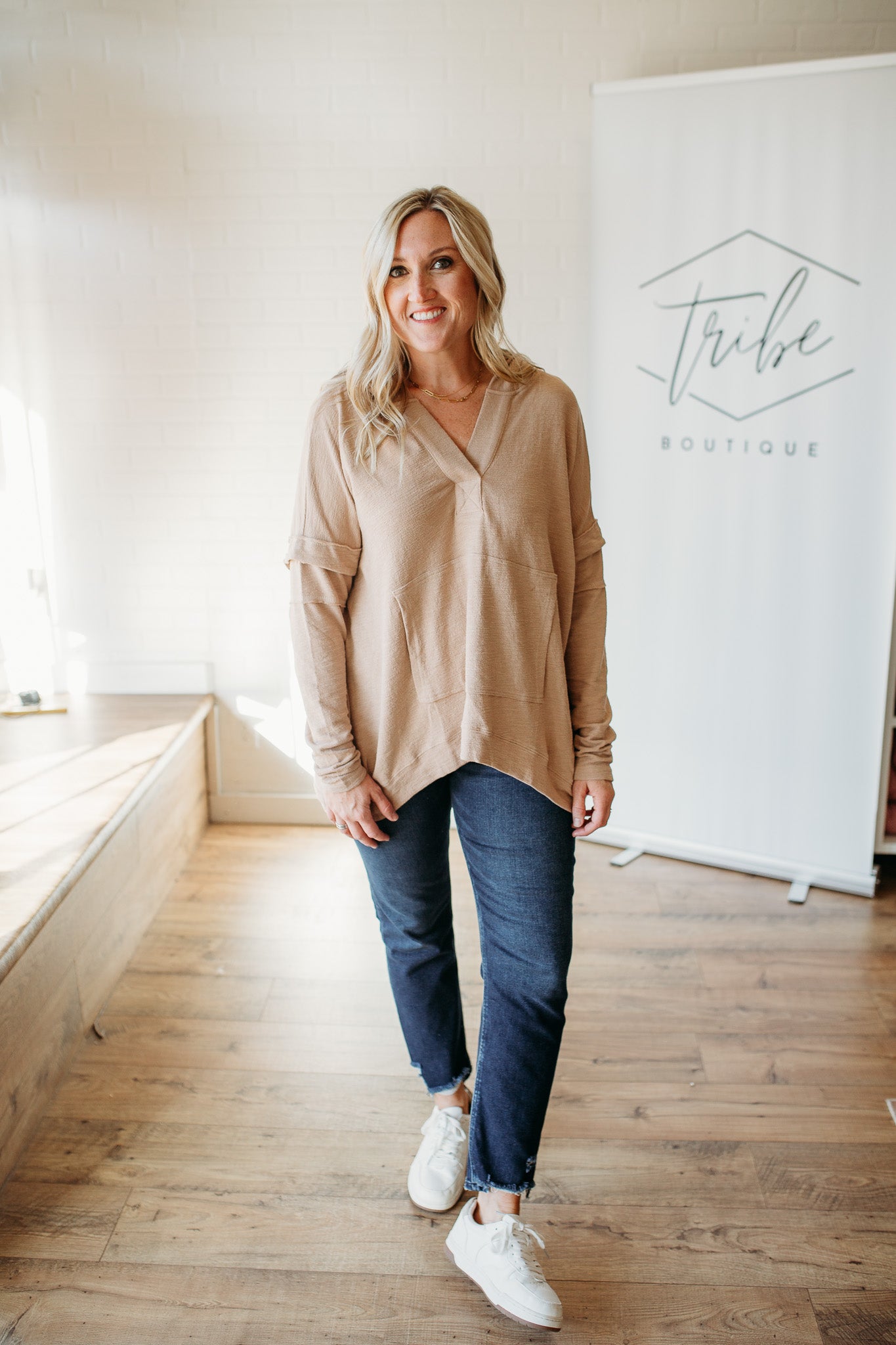 Khaki Texture Knit Hoodie