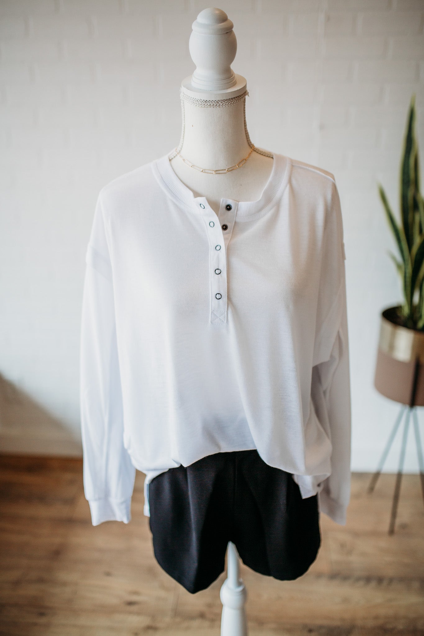 Ivory Button Henley